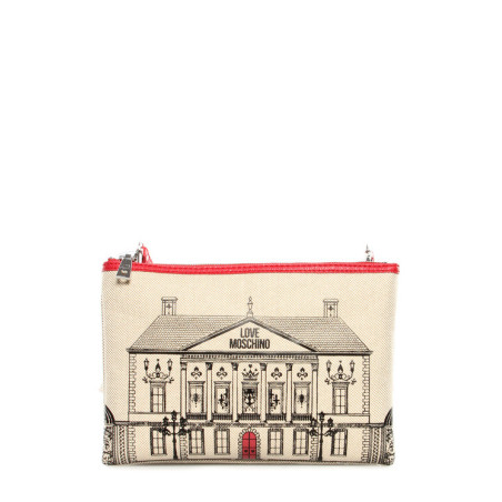 Clutch Moschino Love beige-red